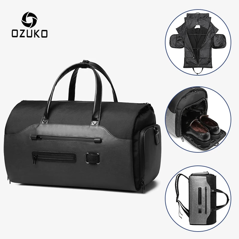 OZUKO Sac de Voyage Multifonction pour Homme – Sac de Rangement de Costume, Grande Capacité, Sac à Main Étanche, Sac de Voyage avec Poche pour Chaussures - La Maison Cozy