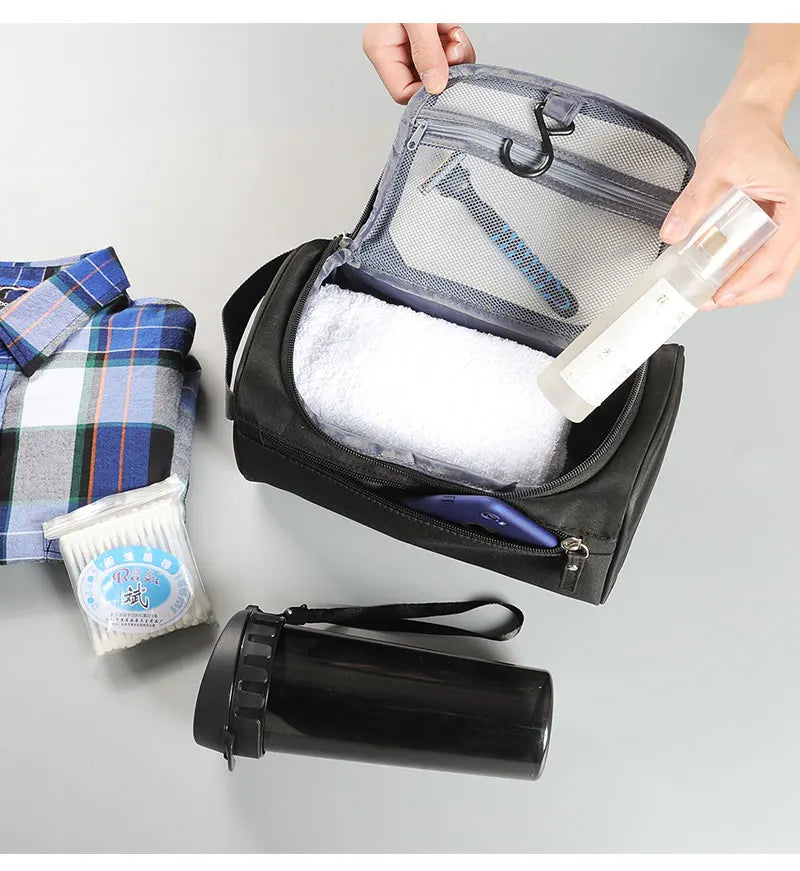 Trousse de toilette pour homme - Sac cosmétique imperméable en oxford, organisateur de voyage haute capacité - La Maison Cozy