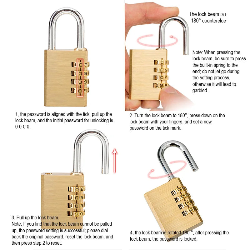 Cadenas Numérique de Haute Qualité en Laiton pour Porte - Verrouillage à Combinaison, Cadenas de Sécurité pour Gymnase, Casier et Extérieur, en Cuivre et Acier Inoxydable - La Maison Cozy