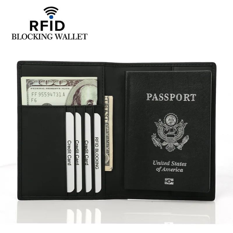 Porte-passeport avec Blocage RFID en Cuir Véritable – Étui pour Passeport, Carte Bancaire, Carte d'Identité, Titres de Transport – Organisateur pour Hommes - La Maison Cozy