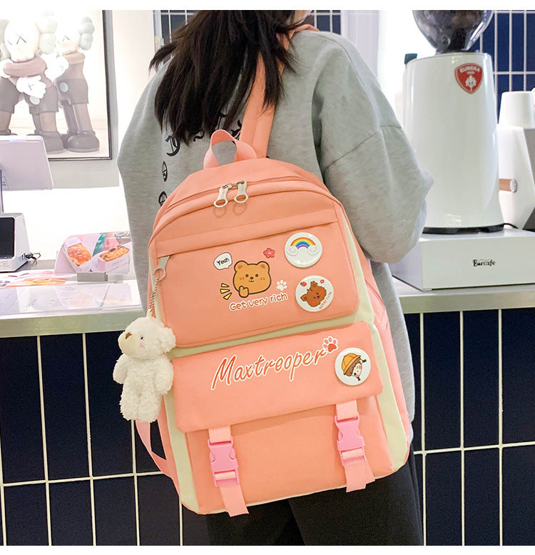 Ensemble de 5 Sacs à Dos Femme - Sacs Scolaires en Nylon, Style Kawaii, Sacs à Dos Mode pour Lycéennes et Filles, Sacs à Livres - La Maison Cozy