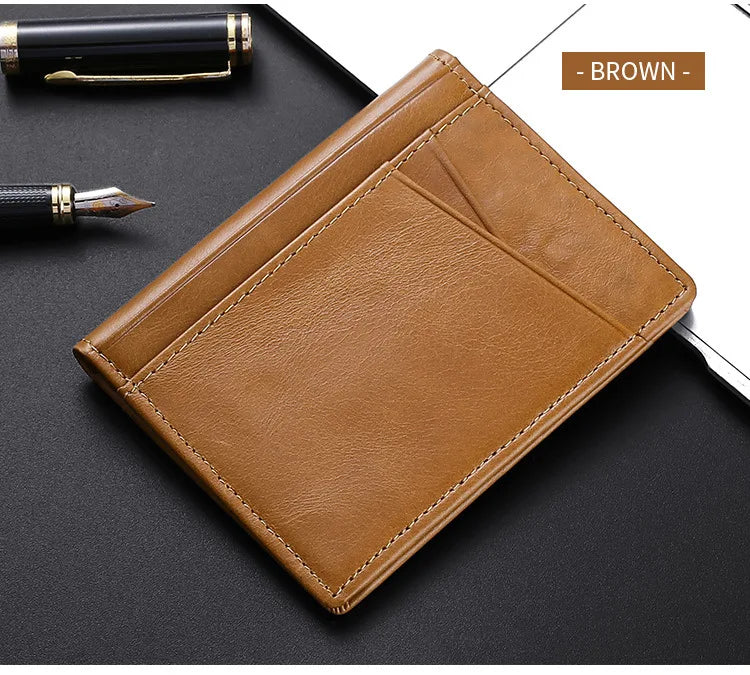 Porte-Cartes Mince pour Homme YUECIMIE - Porte-Cartes Slim en Cuir Véritable avec Protection RFID - La Maison Cozy