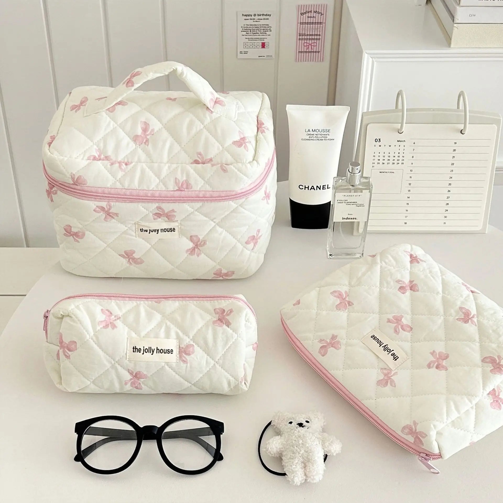 Nouveau Sac Cosmétique pour Femmes - Organisateur de Maquillage en Tissu avec Kit de Toilettage, Pochette de Rangement Zippée - La Maison Cozy