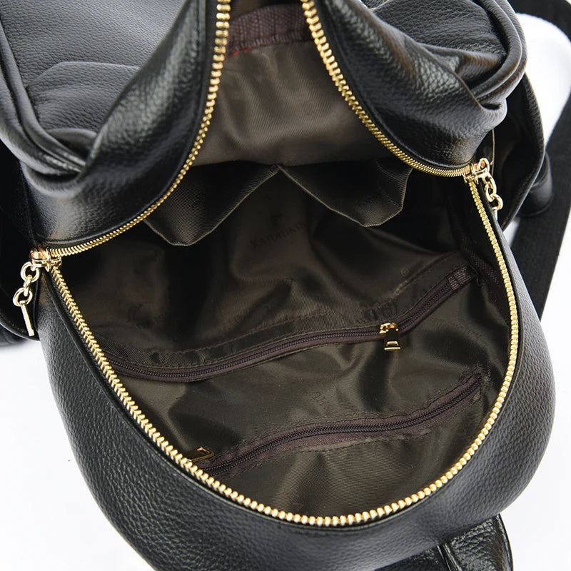 Sac à Dos Femme en Cuir de Qualité - Sac à Dos Casual, Sac à Dos Vintage Noir, Sac Scolaire pour Filles, Sac à Dos de Jour, Mochila Rucksack - La Maison Cozy