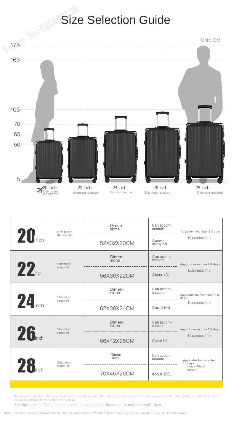 KO-KU 2024 Valise avec Cadre en Aluminium – Trolley Case avec Roues Universelles, 20-28 Pouces - La Maison Cozy