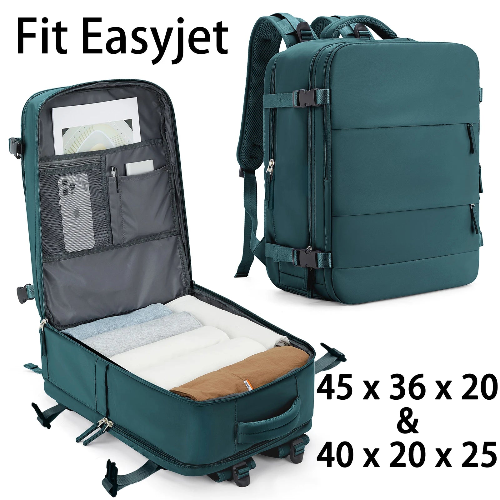 Sac à dos de voyage cabine - Compatible EasyJet 45x36x20 cm et Ryanair 40x20x25 cm, sac de voyage pour hommes et femmes, avec compartiment pour ordinateur portable - La Maison Cozy