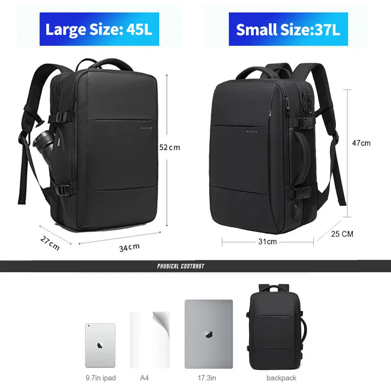 Sac à dos de voyage BANGE pour homme - Sac professionnel et scolaire, extensible, avec port USB, grande capacité, sac pour ordinateur portable 17,3 pouces, étanche et à la mode - La Maison Cozy