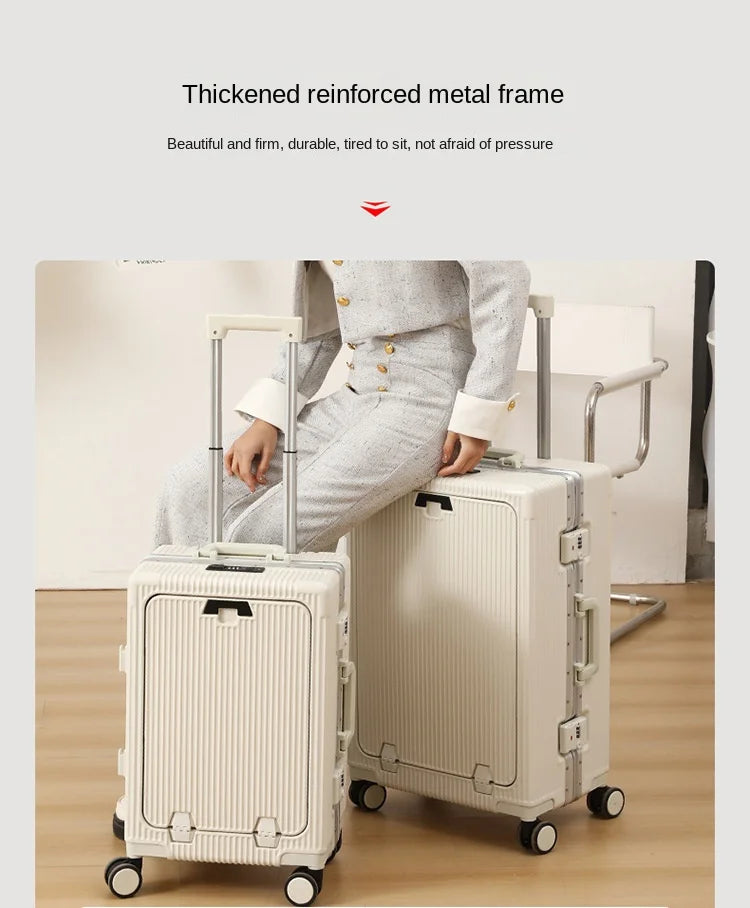 Valise de Voyage Multifonction 20/24 pouces - Cadre en Aluminium avec Porte-Gobelet USB - La Maison Cozy