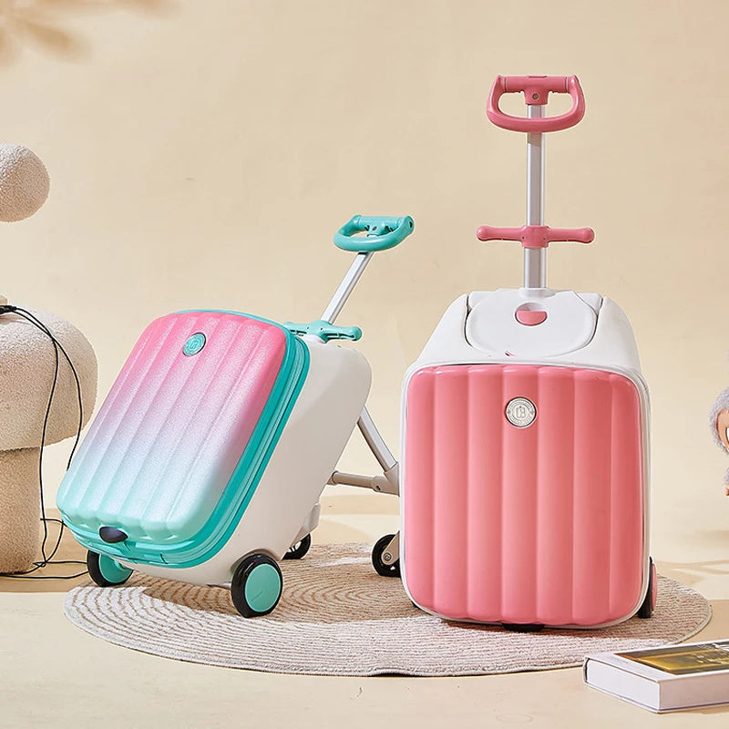 Nouvelle Valise Cartoon pour Enfants avec Fonction de Siège – Valise de Voyage 20 Pouces, ABS + PC, Trolley pour Bébé avec Roues Universelles Silencieuses - La Maison Cozy