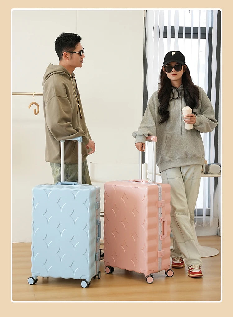 Nouvelle Valise de Voyage Design - Cadre en Aluminium, Grande Capacité, Valise à Glissière 28 Pouces avec Porte-Gobelet - Valise Cabine Trolley - La Maison Cozy