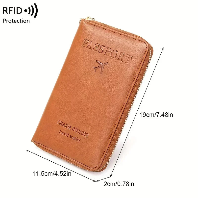 Porte-Monnaie RFID pour Femme – Porte-Passeport PU Portable avec Clip Avion, Ticket, Carte Bancaire et Poche Zippée - La Maison Cozy