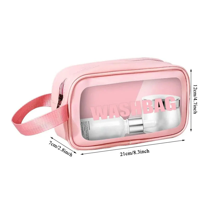 Nouveau Sac de Maquillage Transparent en PVC pour Femmes - Sac de Voyage Portable Grande Capacité pour Bain, Fitness, Natation et Cosmétique - La Maison Cozy