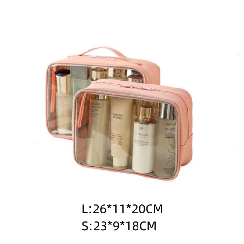 Nouveau Sac de Maquillage Transparent en PVC pour Femmes - Sac de Voyage Portable Grande Capacité pour Bain, Fitness, Natation et Cosmétique - La Maison Cozy