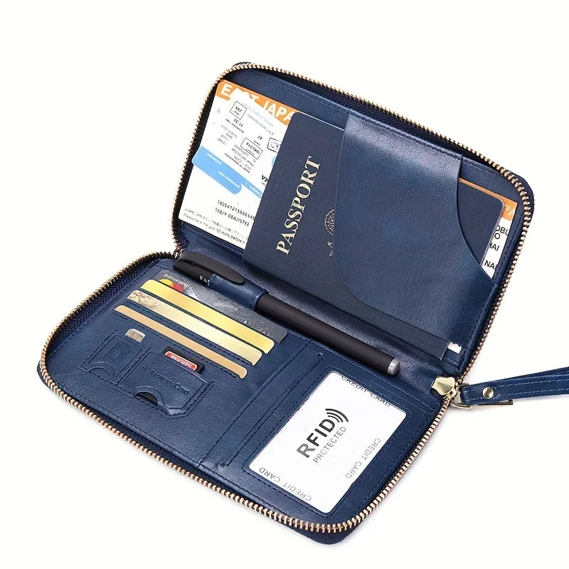 Porte-Monnaie RFID pour Femme – Porte-Passeport PU Portable avec Clip Avion, Ticket, Carte Bancaire et Poche Zippée - La Maison Cozy