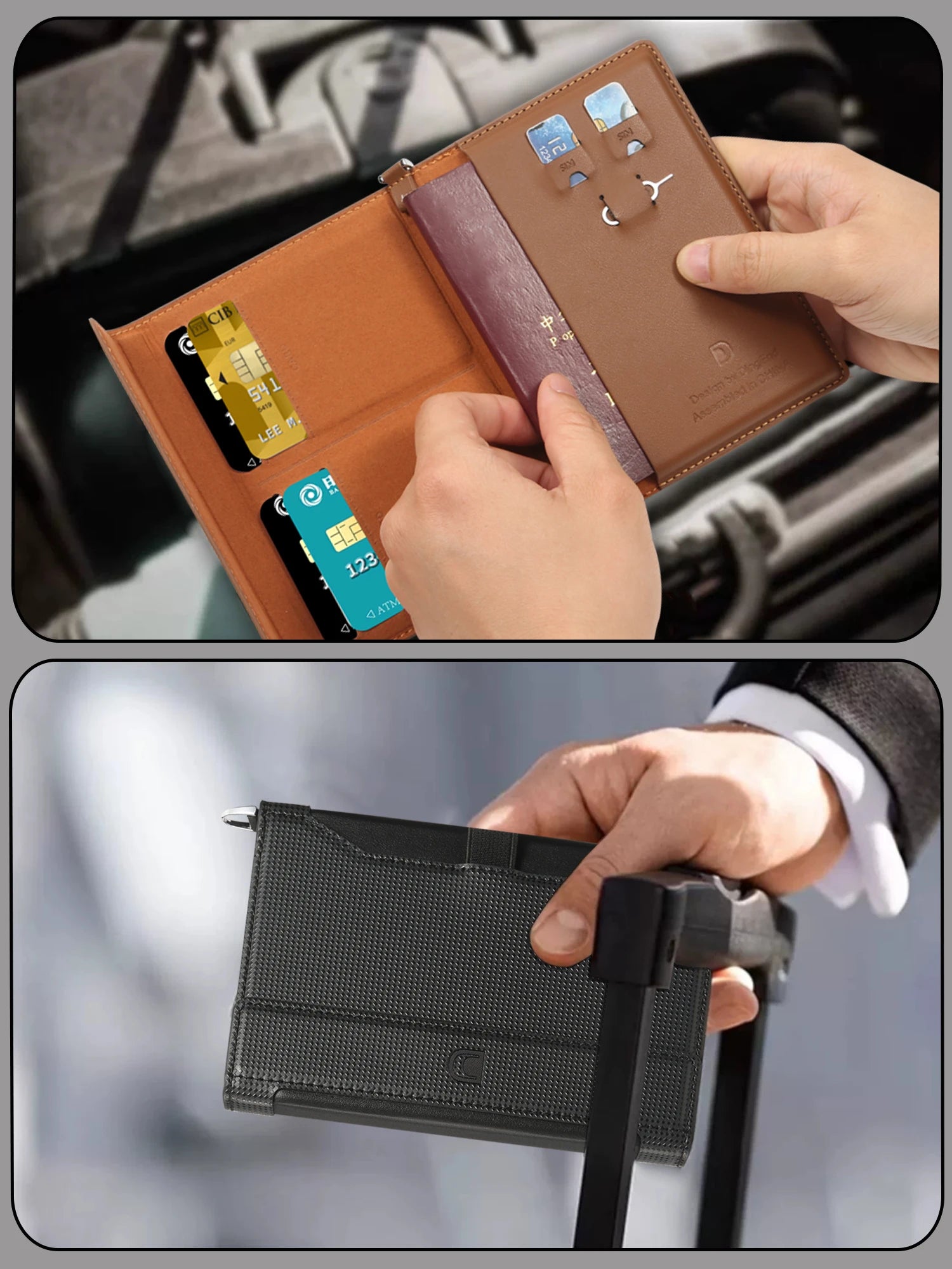 Porte-Passeport RFID Multifonction en Cuir pour Hommes et Femmes - Porte-Documents Portatif avec Stockage de Cartes SIM, Micro, Pin et Nano - La Maison Cozy