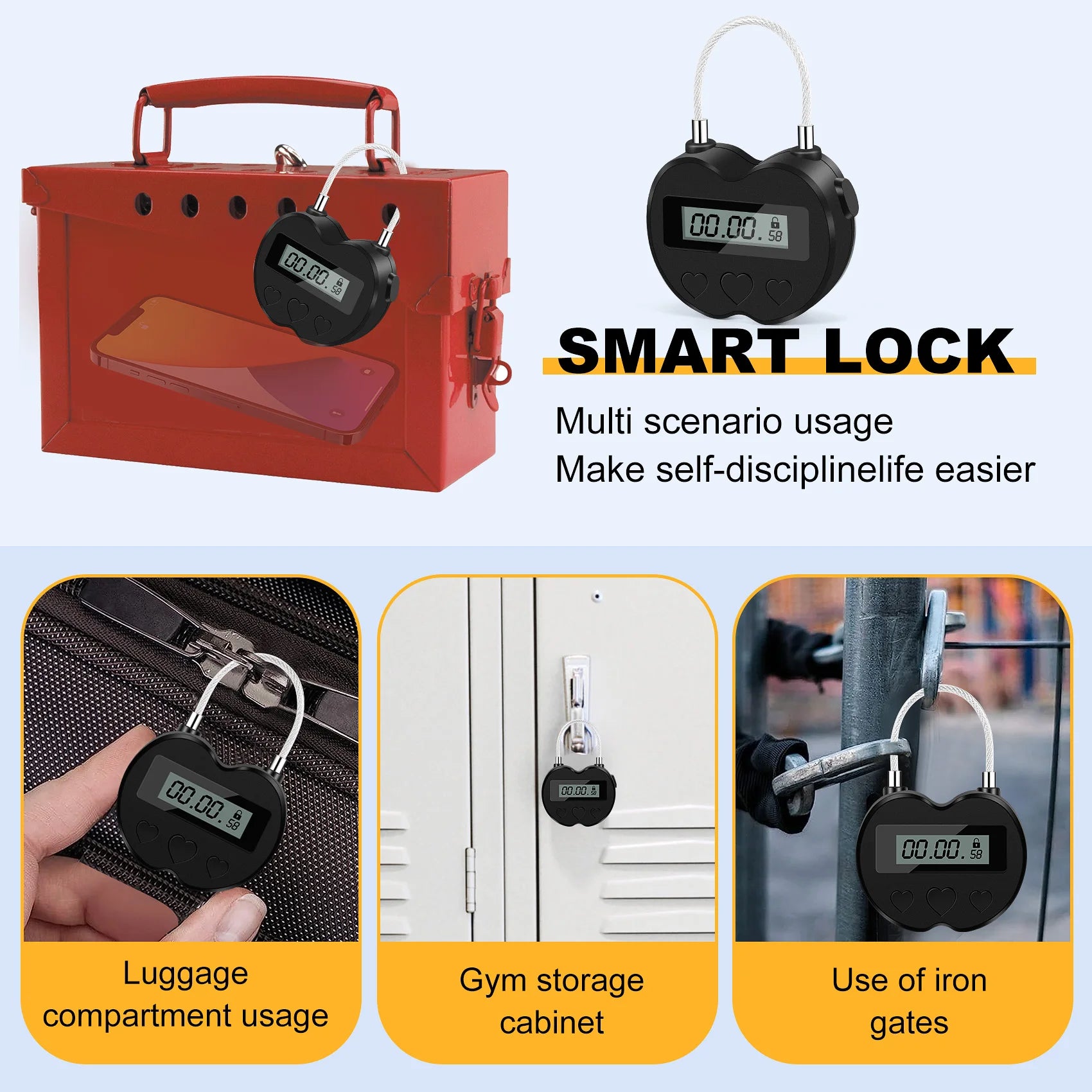 Cadenas Intelligent à Affichage LCD - Cadenas Électronique Multifonction avec Verrouillage Temporaire, Étanche et Rechargeable par USB - La Maison Cozy