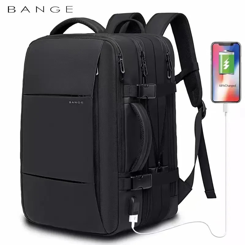 Sac à dos de voyage BANGE pour homme - Sac professionnel et scolaire, extensible, avec port USB, grande capacité, sac pour ordinateur portable 17,3 pouces, étanche et à la mode - La Maison Cozy