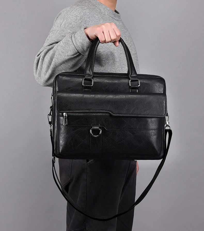 Sac en Cuir pour Hommes - Sacoche de Bureau, Portefeuille pour Ordinateur Portable - La Maison Cozy