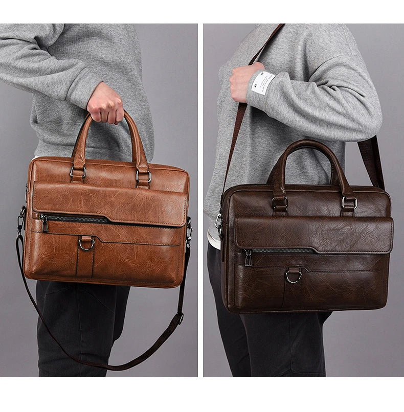 Sac en Cuir pour Hommes - Sacoche de Bureau, Portefeuille pour Ordinateur Portable - La Maison Cozy