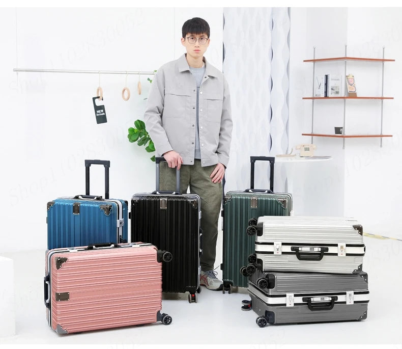 Valise Nouveau Modèle avec Cadre en Aluminium – Luggage à Roulettes Durable avec Charge USB, Sac de Voyage Unisexe, Trolley de Boarding, Fermeture Éclair - La Maison Cozy