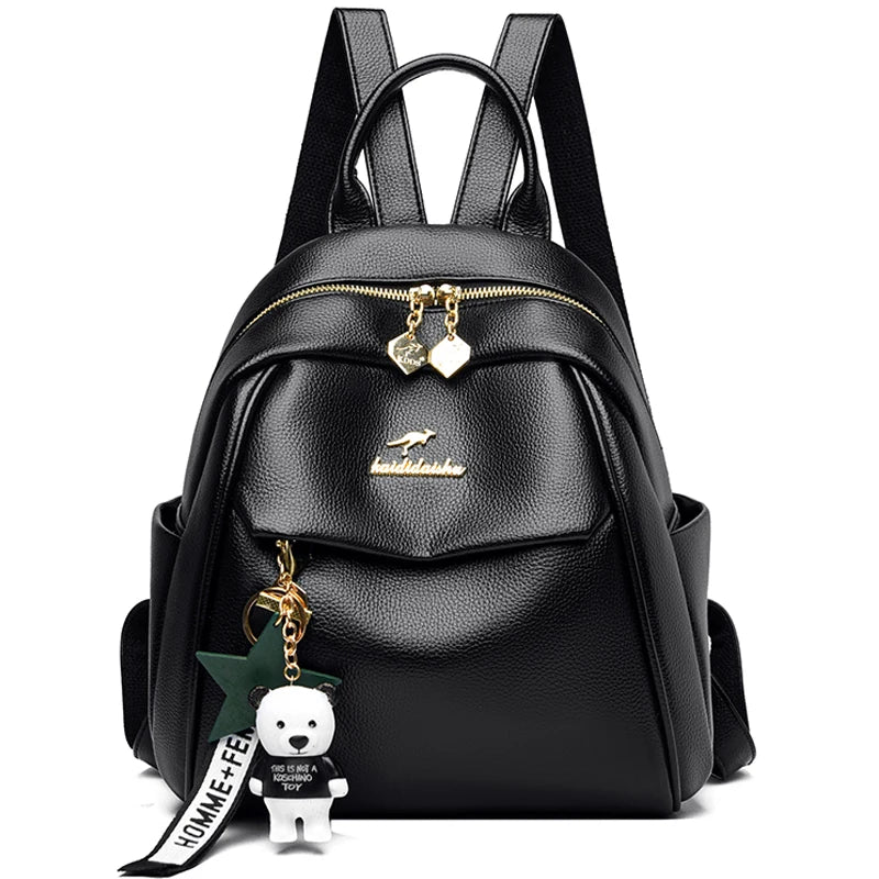 Sac à Dos Femme en Cuir de Qualité - Sac à Dos Casual, Sac à Dos Vintage Noir, Sac Scolaire pour Filles, Sac à Dos de Jour, Mochila Rucksack - La Maison Cozy