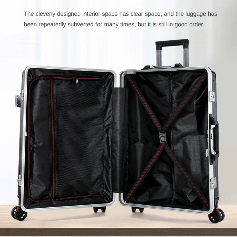 Valise Nouveau Modèle avec Cadre en Aluminium – Luggage à Roulettes Durable avec Charge USB, Sac de Voyage Unisexe, Trolley de Boarding, Fermeture Éclair - La Maison Cozy