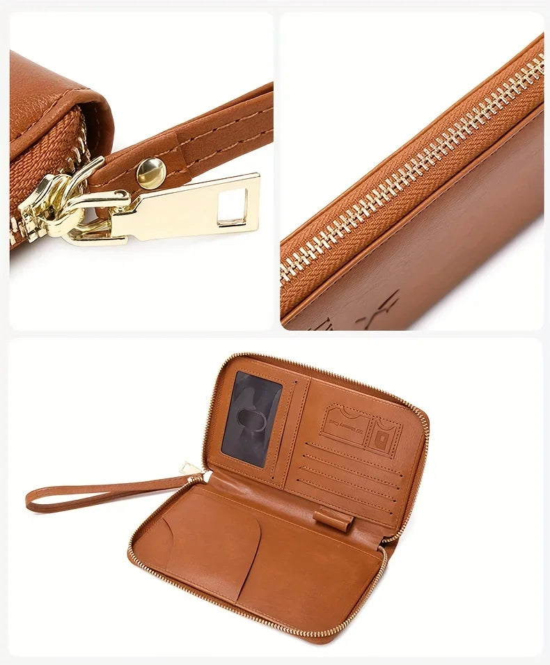 Porte-Monnaie RFID pour Femme – Porte-Passeport PU Portable avec Clip Avion, Ticket, Carte Bancaire et Poche Zippée - La Maison Cozy