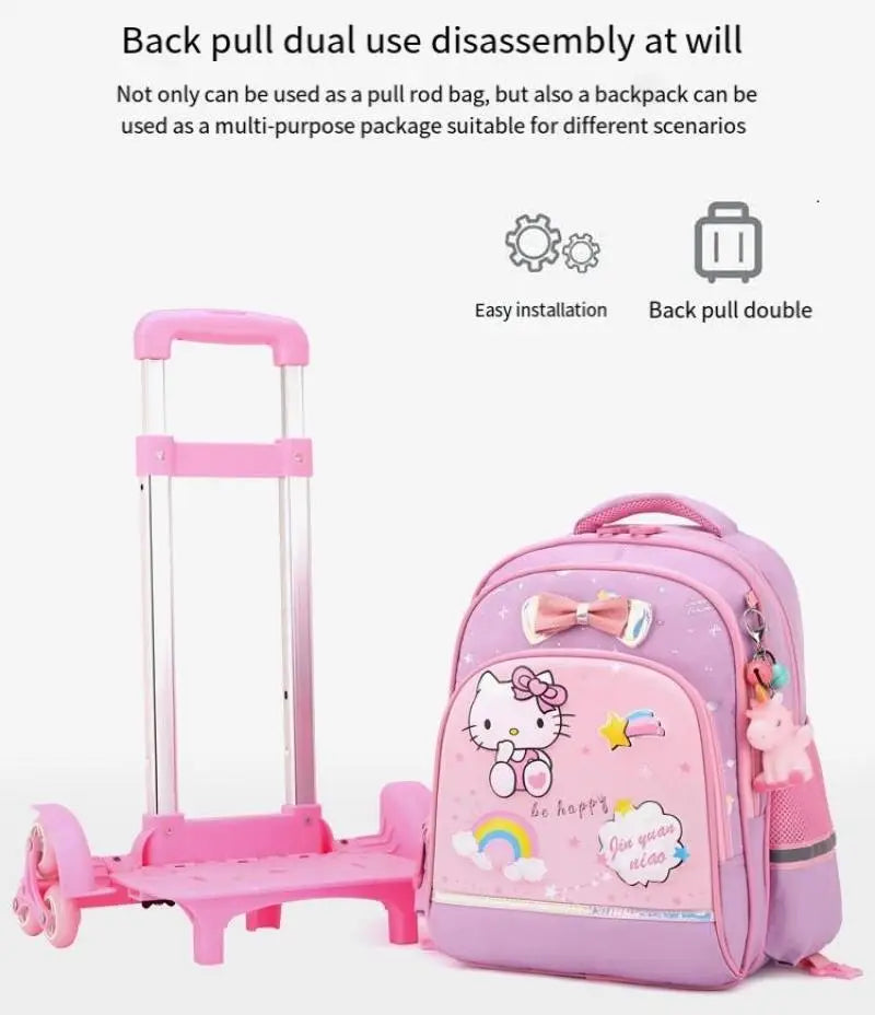 Cartable à Roulettes pour Enfants - Sac à Dos École avec Roues, Sac de Voyage pour Écoliers, Thème Anime, Mochila Escolar Niña, Sac à Dos Enfant - La Maison Cozy