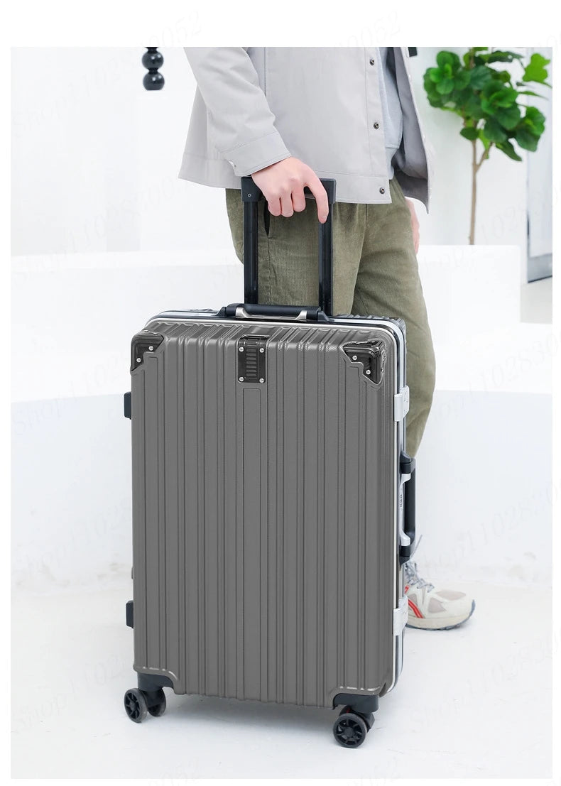 Valise Nouveau Modèle avec Cadre en Aluminium – Luggage à Roulettes Durable avec Charge USB, Sac de Voyage Unisexe, Trolley de Boarding, Fermeture Éclair - La Maison Cozy