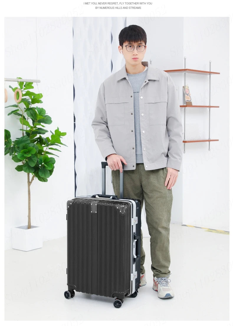 Valise Nouveau Modèle avec Cadre en Aluminium – Luggage à Roulettes Durable avec Charge USB, Sac de Voyage Unisexe, Trolley de Boarding, Fermeture Éclair - La Maison Cozy