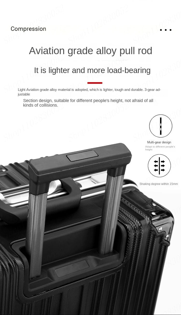 Valise Nouveau Modèle avec Cadre en Aluminium – Luggage à Roulettes Durable avec Charge USB, Sac de Voyage Unisexe, Trolley de Boarding, Fermeture Éclair - La Maison Cozy