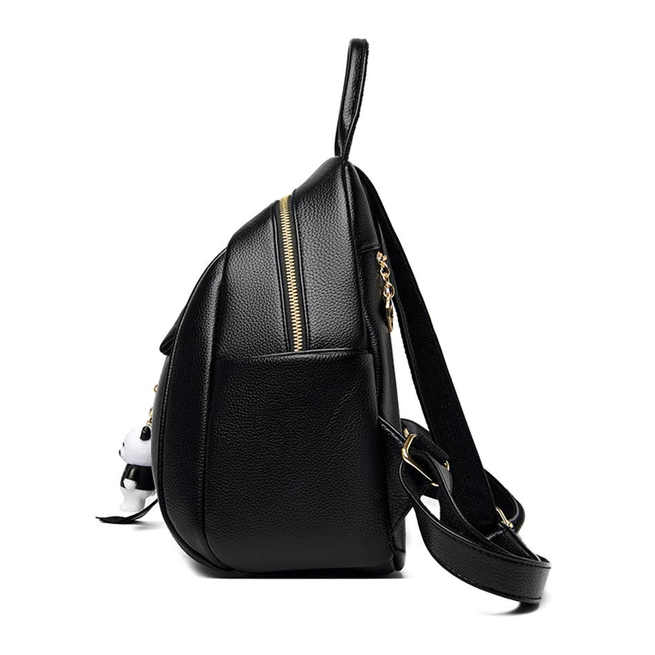 Sac à Dos Femme en Cuir de Qualité - Sac à Dos Casual, Sac à Dos Vintage Noir, Sac Scolaire pour Filles, Sac à Dos de Jour, Mochila Rucksack - La Maison Cozy