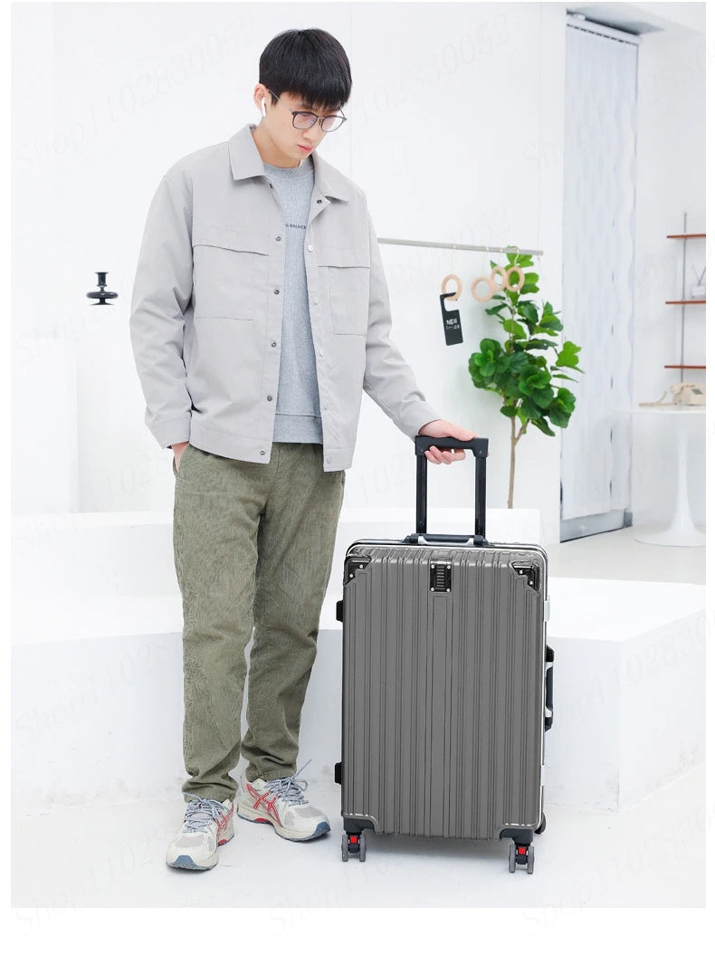 Valise Nouveau Modèle avec Cadre en Aluminium – Luggage à Roulettes Durable avec Charge USB, Sac de Voyage Unisexe, Trolley de Boarding, Fermeture Éclair - La Maison Cozy