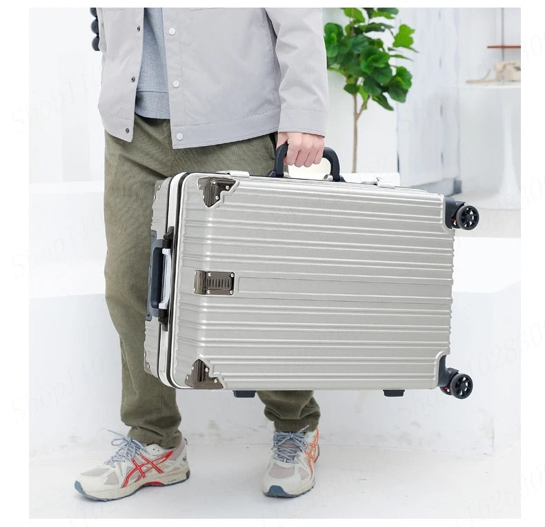 Valise Nouveau Modèle avec Cadre en Aluminium – Luggage à Roulettes Durable avec Charge USB, Sac de Voyage Unisexe, Trolley de Boarding, Fermeture Éclair - La Maison Cozy