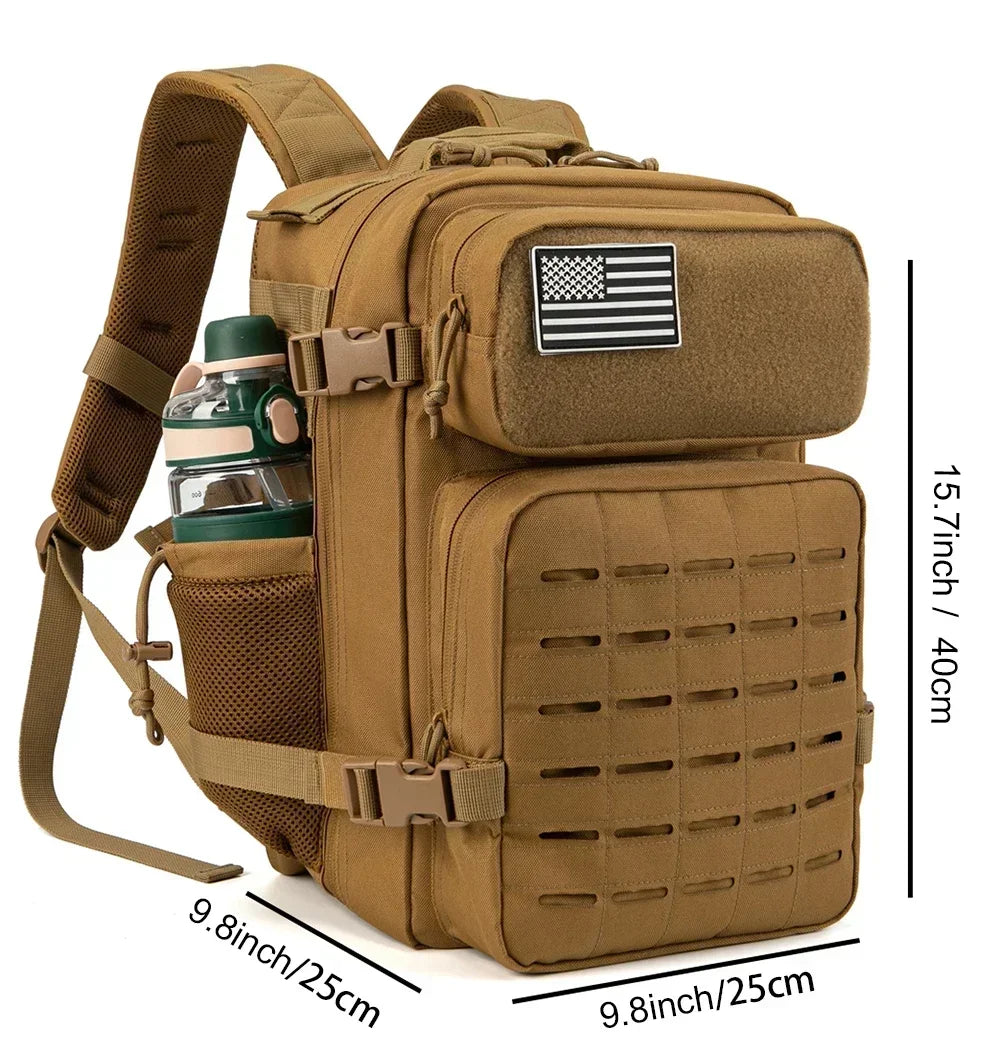 QT&QY 25L/45L Sac à Dos Tactique Militaire pour Hommes et Femmes - Sac d'Assaut Armée - Petit Sac à Dos Scolaire avec Porte-Bouteille - La Maison Cozy