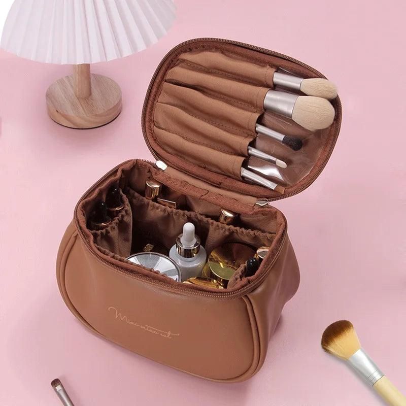 Trousse de Maquillage en PU Étanche - Organisateur de Toilettes pour Femmes, Grande Capacité et Portable - La Maison Cozy