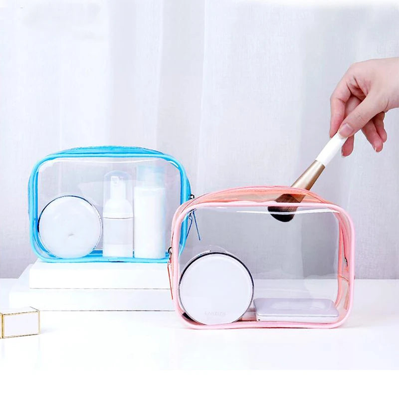 Organisateur de Maquillage de Voyage - Sac de Rangement Transparent en PVC pour Cosmétiques et Toiletries avec Fermeture Éclair - La Maison Cozy