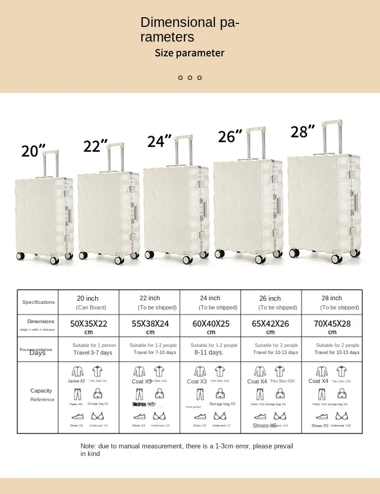 Nouvelle Valise de Voyage Design - Cadre en Aluminium, Grande Capacité, Valise à Glissière 28 Pouces avec Porte-Gobelet - Valise Cabine Trolley - La Maison Cozy