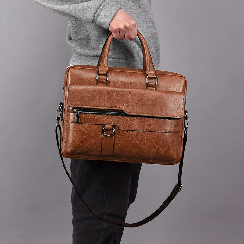 Sac en Cuir pour Hommes - Sacoche de Bureau, Portefeuille pour Ordinateur Portable - La Maison Cozy