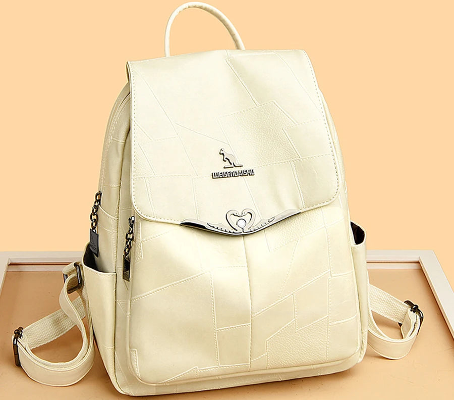 Sac à Dos Femme en Cuir PU Souple - Sac à Dos Casual, Sac à Dos Vintage à Grande Capacité, Sac à Dos de Voyage, Sac Scolaire pour Filles - La Maison Cozy