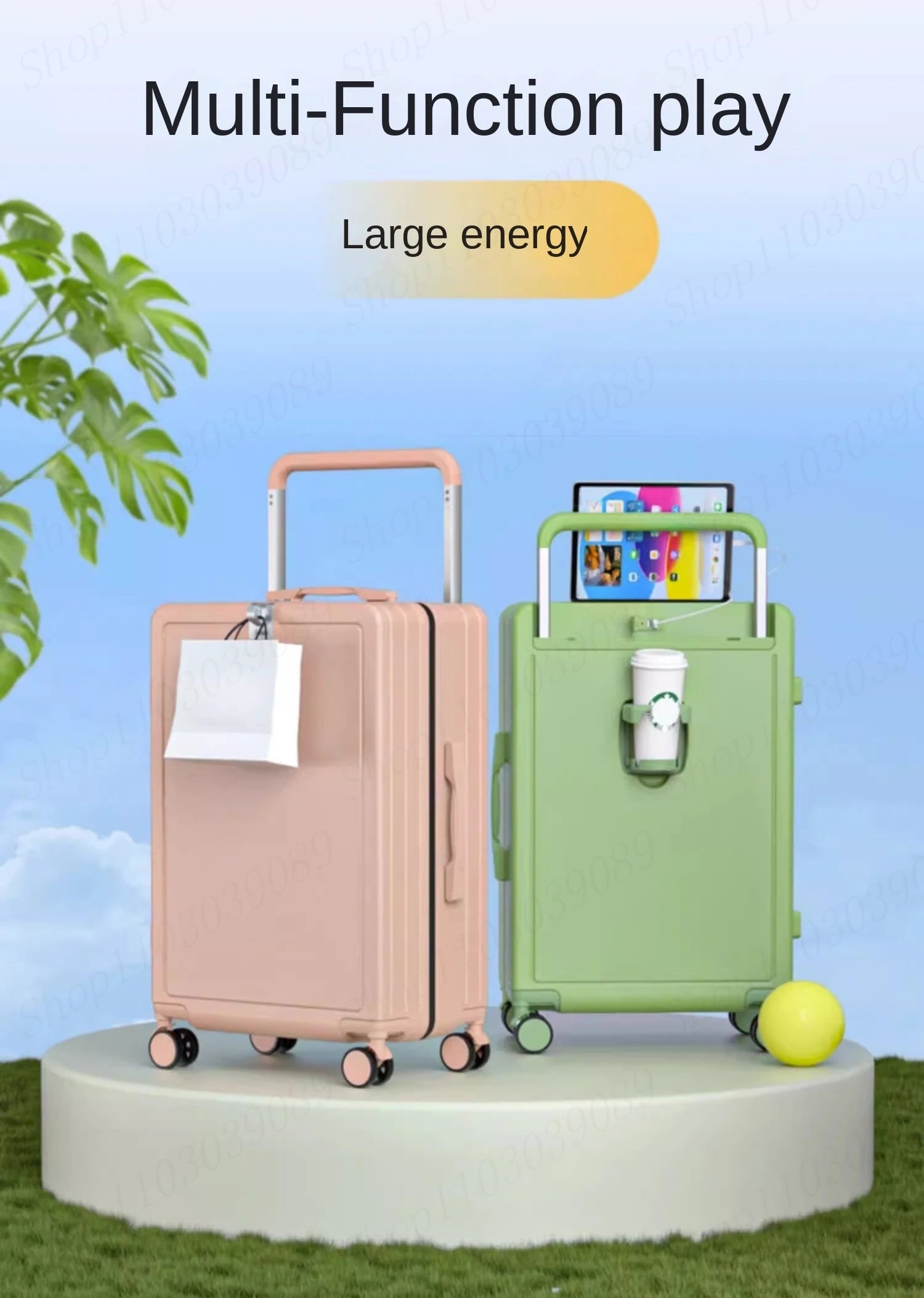 Valise à Poignée Large avec Porte-Gobelet USB - Bagages de Voyage à Roues - Valise à Code - Malette Trolley pour Voyage - La Maison Cozy