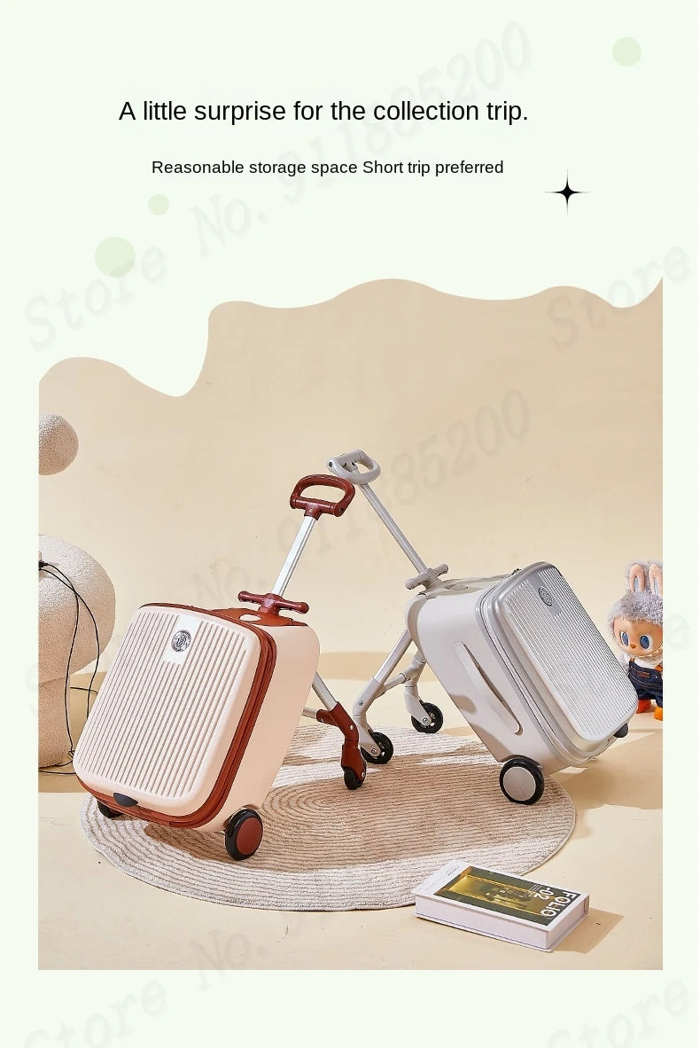 Nouvelle Valise Cartoon pour Enfants avec Fonction de Siège – Valise de Voyage 20 Pouces, ABS + PC, Trolley pour Bébé avec Roues Universelles Silencieuses - La Maison Cozy