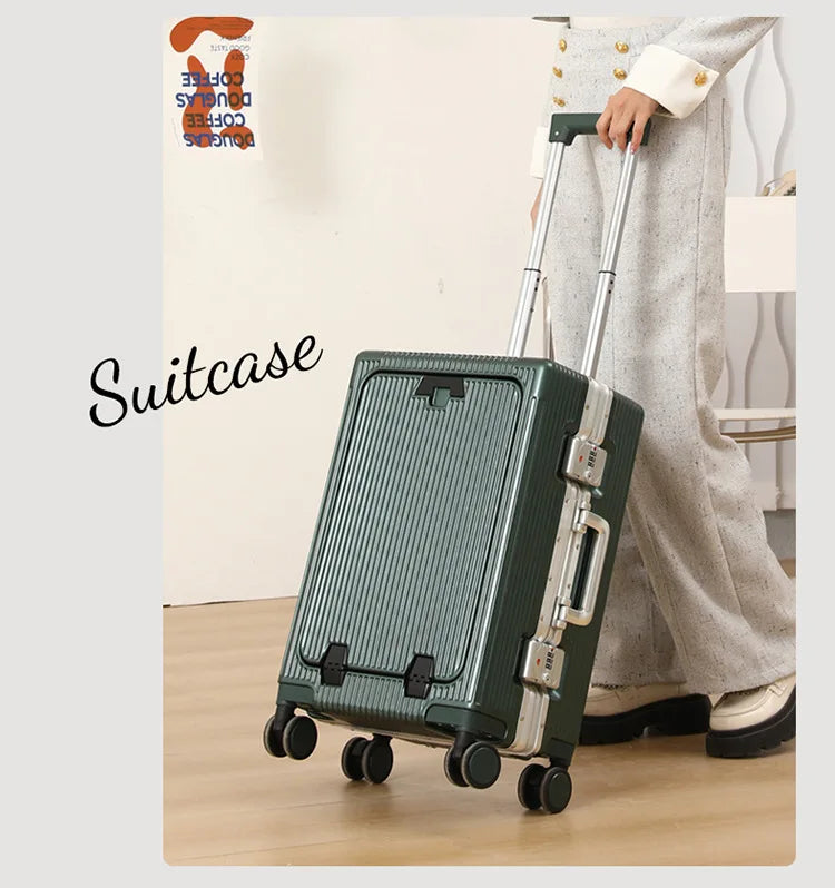 Valise de Voyage Multifonction 20/24 pouces - Cadre en Aluminium avec Porte-Gobelet USB - La Maison Cozy