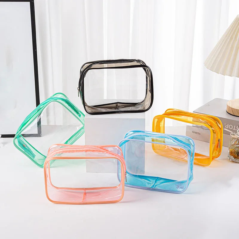 Organisateur de Maquillage de Voyage - Sac de Rangement Transparent en PVC pour Cosmétiques et Toiletries avec Fermeture Éclair - La Maison Cozy