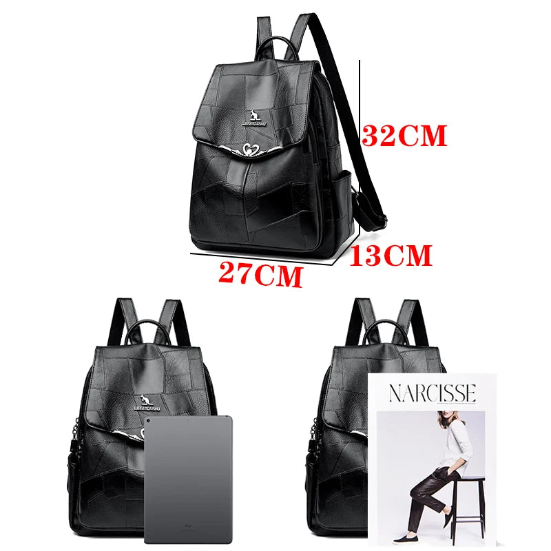 Sac à Dos Femme en Cuir PU Souple - Sac à Dos Casual, Sac à Dos Vintage à Grande Capacité, Sac à Dos de Voyage, Sac Scolaire pour Filles - La Maison Cozy