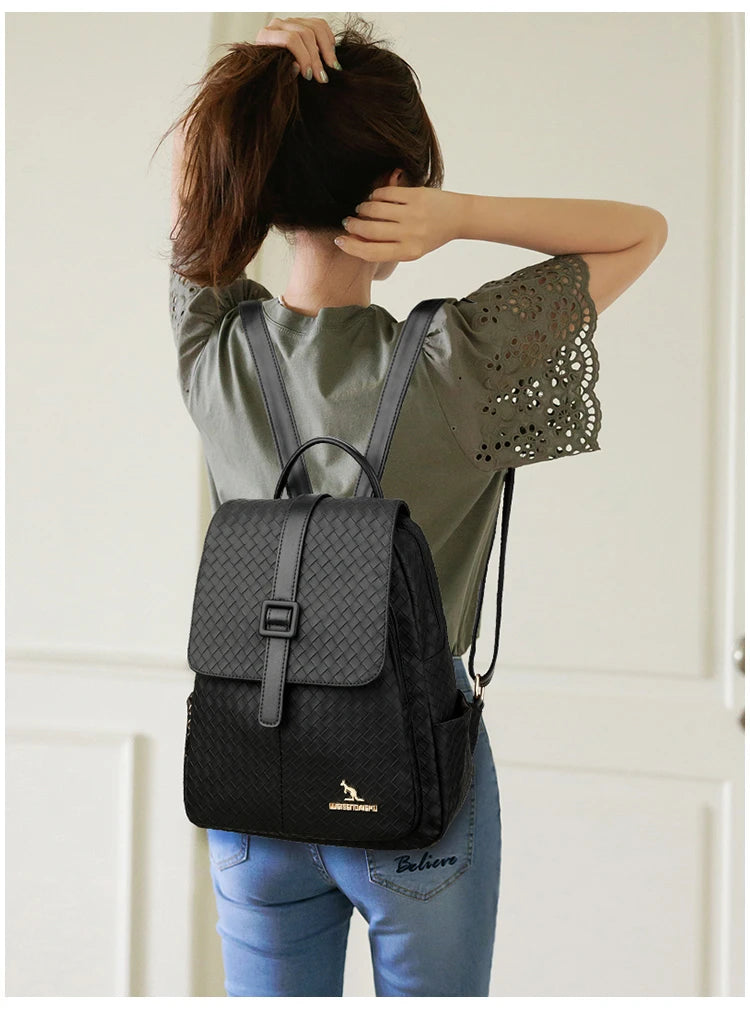 Sac à Dos Femme en Cuir Souple - Sac à Dos Vintage Noir, Sac à Dos Scolaire pour Filles, Sac à Dos Casual pour Voyage, Sac à Dos de Jour - La Maison Cozy