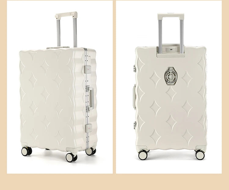 Nouvelle Valise de Voyage Design - Cadre en Aluminium, Grande Capacité, Valise à Glissière 28 Pouces avec Porte-Gobelet - Valise Cabine Trolley - La Maison Cozy