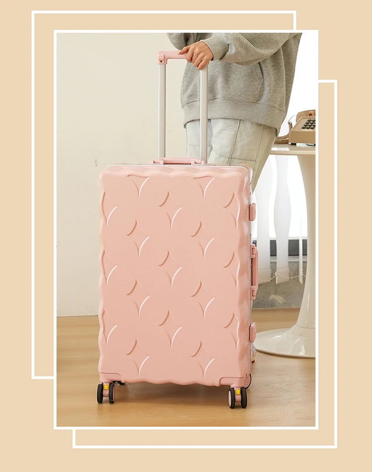 Nouvelle Valise de Voyage Design - Cadre en Aluminium, Grande Capacité, Valise à Glissière 28 Pouces avec Porte-Gobelet - Valise Cabine Trolley - La Maison Cozy