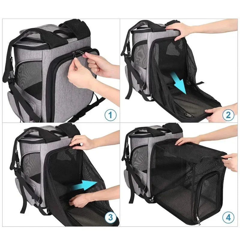 Sac à Dos pour Animaux de Compagnie - Sac Extensible pour Chiot, Sac à Grande Capacité, Sac à Dos Respirant et Portable pour Chat et Chien, Sac Pliable - La Maison Cozy