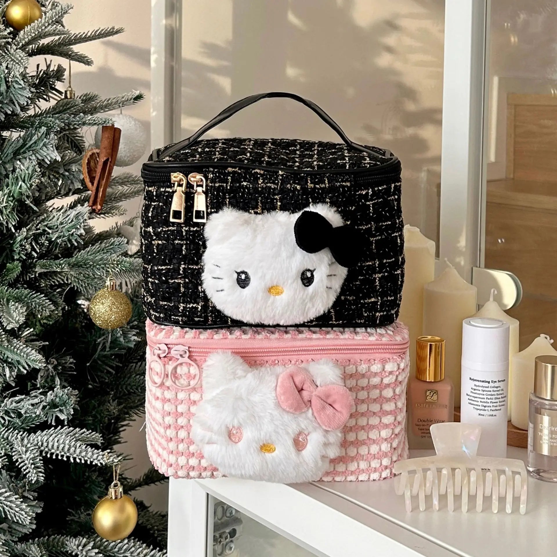 Trousse de Maquillage Mignonne pour Femmes, Sac de Rangement Portable à Grande Capacité, Sac de Voyage pour Soins Personnels - La Maison Cozy